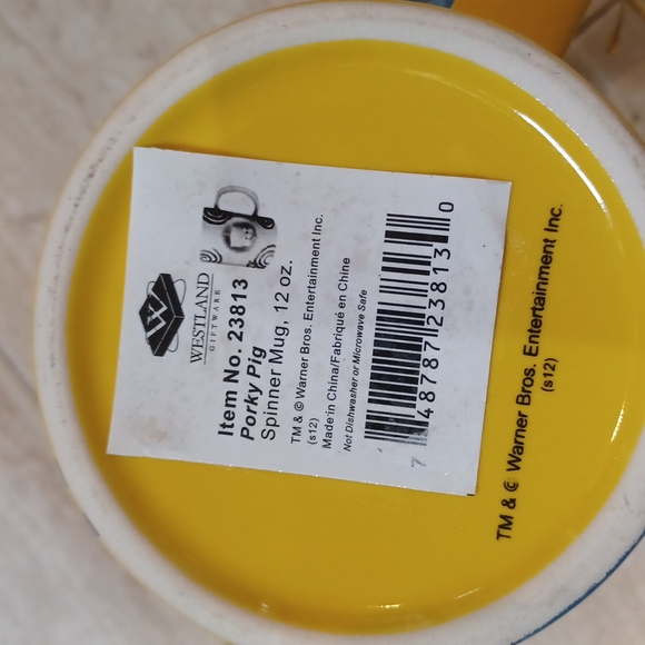 NWT Looney Tunes Porky Pig Spinner Mug - Picture 6 of 6